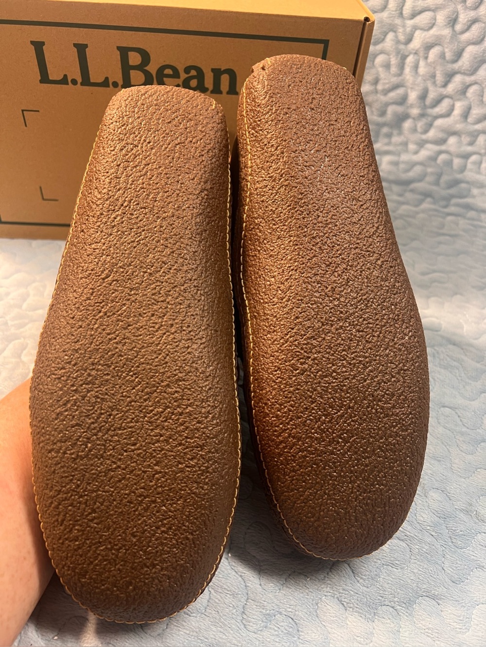 L.L. Bean Brown Leather Moccasin Loafers with Tan Laces - Picture 13 of 16